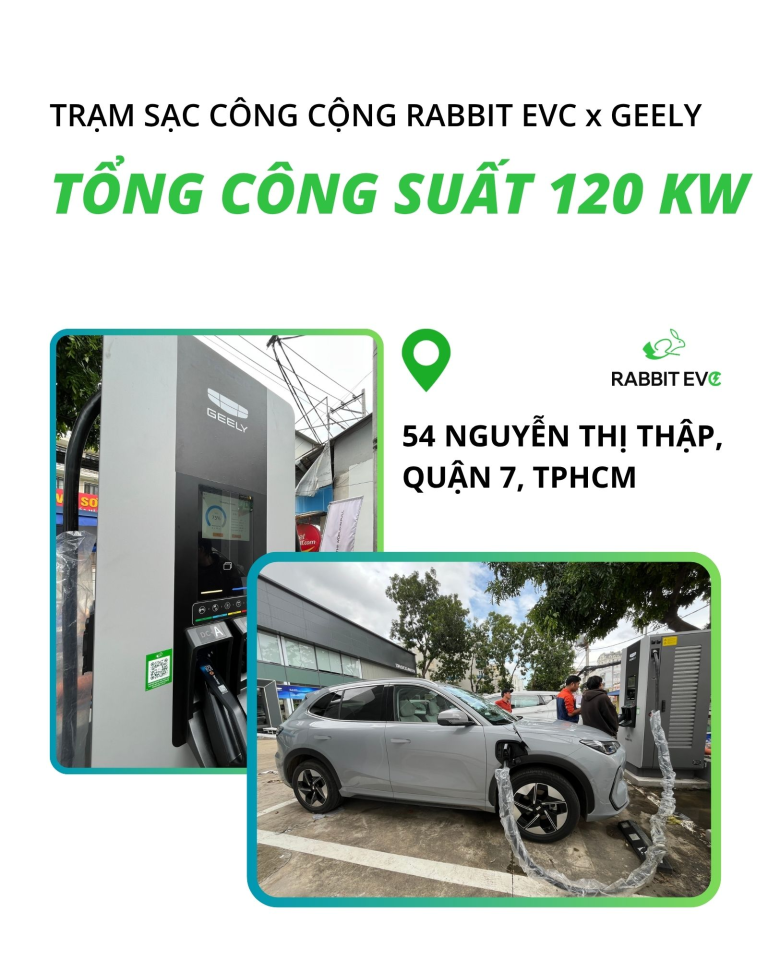 TRẠM SẠC CÔNG CỘNG RABBIT EVC CÔNG SUẤT 60KW ĐÃ ĐỔ BỘ QUẬN 7
