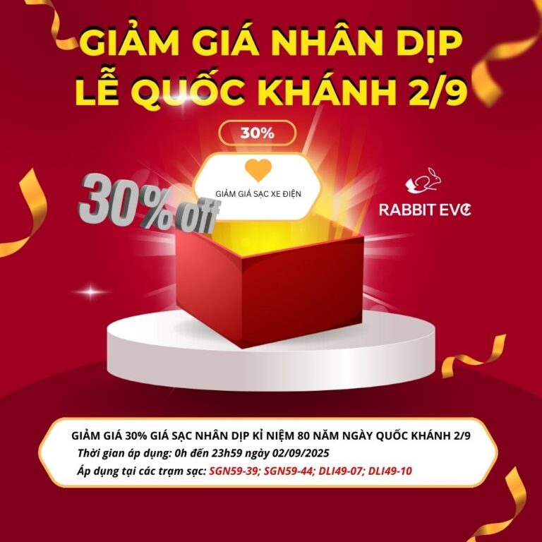 MỪNG QUỐC KHÁNH 2/9 – ƯU ĐÃI ĐẶC BIỆT TỪ RABBIT EVC