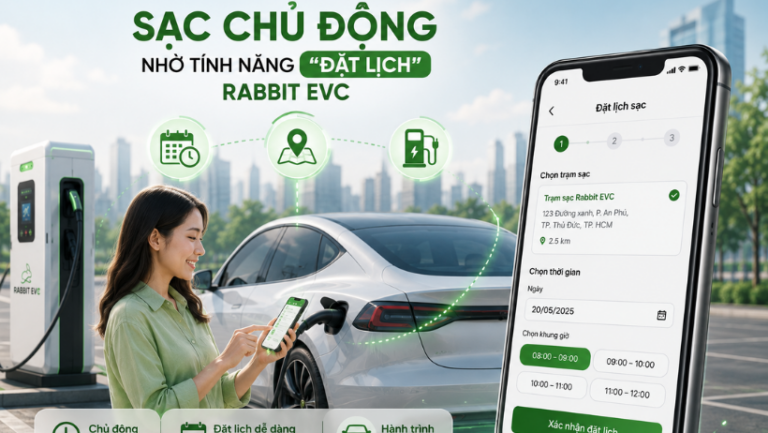 SẠC CHỦ ĐỘNG NHỜ TÍNH NĂNG “ĐẶT LỊCH” RABBIT EVC